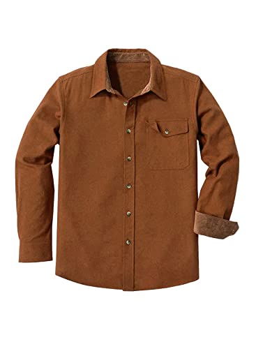 Meilicloth Flanellhemd Herren Kariert Einfarbig Baumwolle Langarm Regular Fit Braun M
