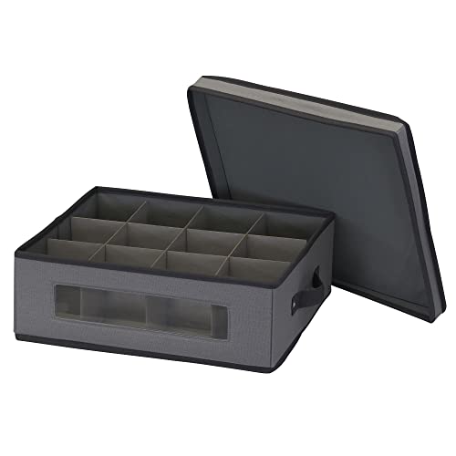 Household Essentials China Cup Windowed Panel Storage Box, Gray with Black Trim by Household Essentials - Used condition - Image 4