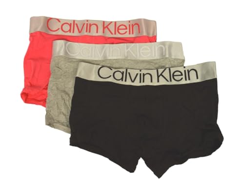 Calvin Klein NB3130O Men's Cotton Stretch Boxer Shorts with Visible Elastic and Logo Pack of 3