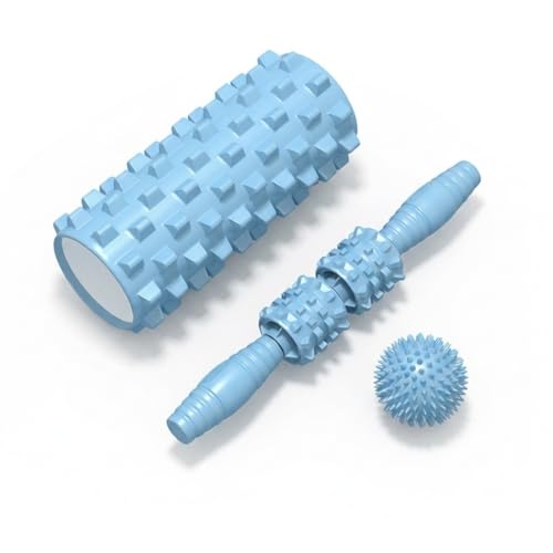 Roller y rodillo masaje muscular para estiramientos y descargar la espalda en azul