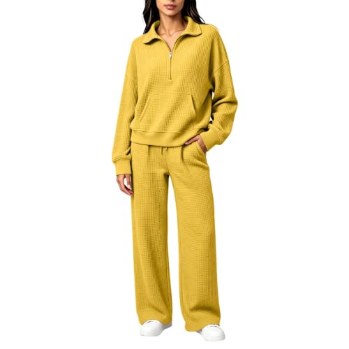 eoeioa 2 Piece Waffle Lounge Set Women Going Out Fall Work Outfits 2026 - image 1