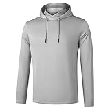 VAUTE Men's Hoodie Golf Fleece Hooded Sweatshirts Long Sleeve UPF 50+ Sun Protection Dry Fit Lightweight Hoodie Pullover with Pocket Lt Grey Large