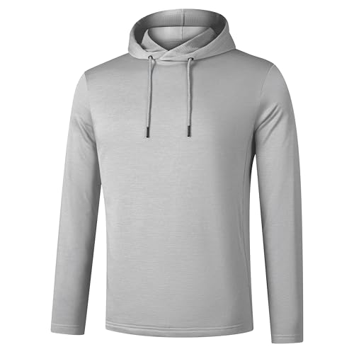 Men's Hoodie Golf Fleece Hooded Sweatshirts Long Sleeve UPF 50+ Dry Fit Lightweight Hoodie Pullover with Pocket