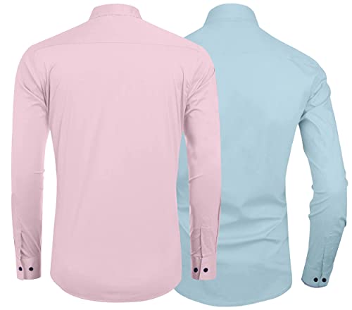 Image of Zombom Combo of Men Cotton Polyester Blend Regular Fit Full Sleeve Casual Shirt Pack of 2