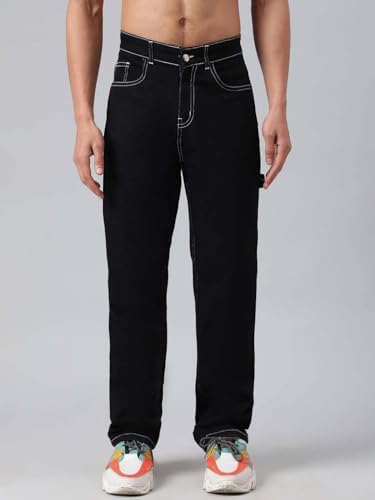KOTTY Men’s Relaxed Fit Straight-Leg Jeans|Comfortable & Durable Denim Jeans