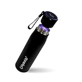 Borraccia autopulente con coperchio intelligente per visualizzazione della temperatura e promemoria – in acciaio inox di alta qualità (nero, 500 ml)