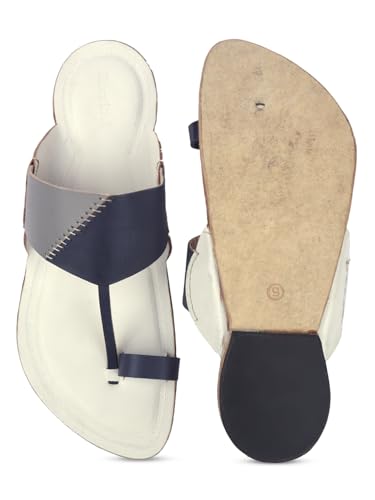 Image of KORAKARI Mens Kolhapuri Chappal, Handcrafted Sandal, Smooth and Comfortable Flip Flops Slipper Anti Slip Design Genuine Leather Traditional Footwear.