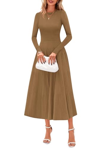 PRETTYGARDEN Womens Sweater Dress 2025 Long Sleeve Elegant Knit A