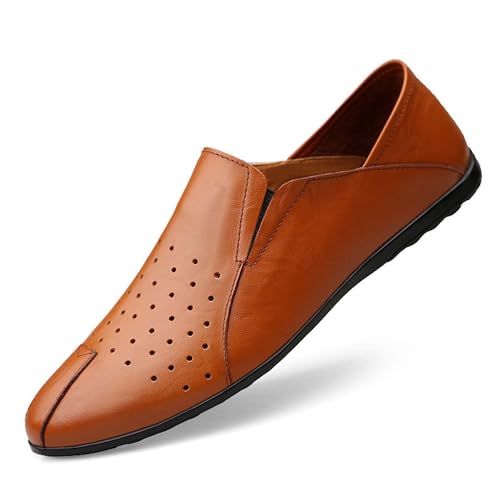 Men's Genuine Cowhide Leather Loafers, Casual Flat Shoes, Comfortable, Soft and Fashionable, Suitable for All Seasons, Suitable for Daily Travel, Driving, Excursions, Dating and Other Scenes use