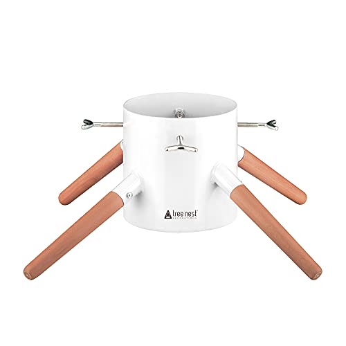 Tree Nest Support de sapin de Noël design Family Christmas - Hauteur jusqu'à 2,50 m - Diamètre du tronc : 15 cm - Réservoir d'eau pour 5 l d'eau - Blanc, bois et métal Cover