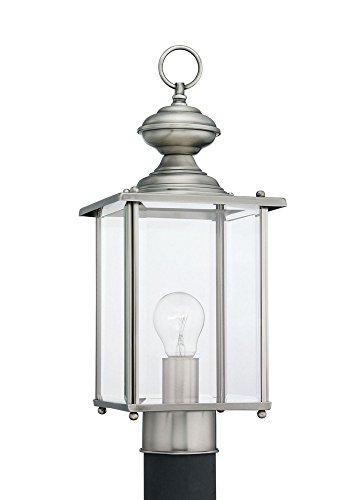 One Light Outdoor Post Lantern-Antique Brushed Nickel Finish Transitional Outdoor Fixture 73-Bel-608623 #TOP29