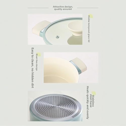 Olla de aleación verde para tipos de cocina con tapa de cristal resistente 4