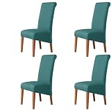 YOPOIY Fundas para sillas de comedor con respaldo alto, suaves y agradables al tacto, elásticas, extragrandes, para comedor, cocina, protector de silla extraíble (azul, juego de 4)