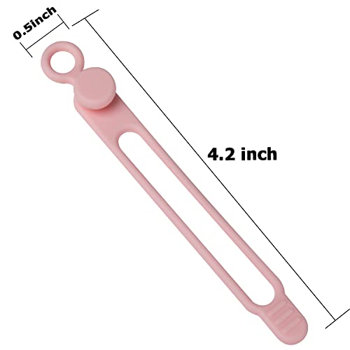 Nearockle 16Pcs Silicone Cable Straps Wire Organizer for Bundling Earphone, Phone Charger, Computer Cords, Reusable Cable Ties Cord Organizer in Home,Office,Kitchen,School(Pink)