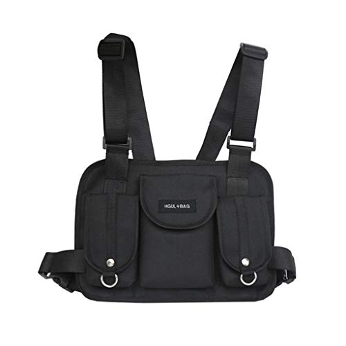 Guangzhou Hombres Tactical Chest Rig Riñonera Hip Hop Street Wear Bolsos de Hombro Hombres Bolsa Negro