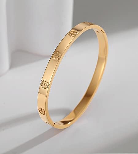 RIMRIVA Gold Bracelets for Women 14K Gold Plated Friendship Bracelets Bangle Cubic Zirconia Stones Stainless Steel Bracelet Jewelry Love Valentines Christmas Gifts for Women Teen Girls