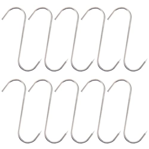 ENJY Gancho cárnicos Gancho En S Gancho De Carnicero De Acero Inoxidable para La Conservación De Todos Los Embutidos, 2 Juegos S Ganchos para Colgar Carne (Color : Silver, Size : 18cm)