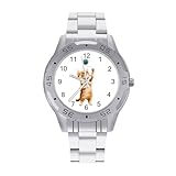 Orologio da polso da uomo carino con gatto, in acciaio inox, alla moda, personalizzato, per donne