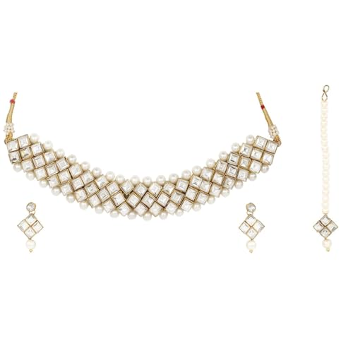 Efulgenz Indian Crystal Faux Kundan Choker Wedding Necklace Earrings Set by Efulgenz - Used condition - US$23.14