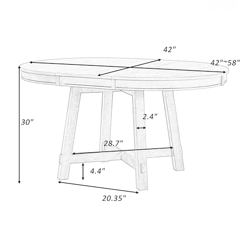 FIVEGIVEN Wood Dining Table for Farmhouse Kitchen 58x42 Inch Expandable Oval Table Top with Removable Leaf X Shaped Base Espresso