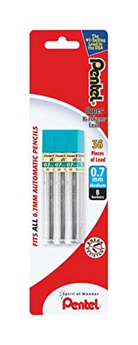 Pentel® Super Hi-Polymer® Lead Refills, Medium Point, 0.7 Mm, B Hardness, Pack Of 36 Refills #TOP1