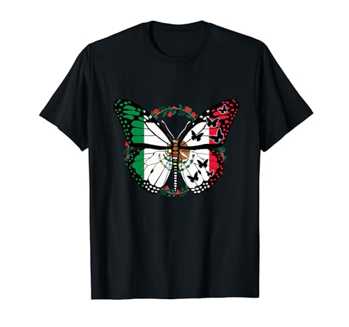 Bandera de mariposa de México Love Mexico Independence Mexican Camiseta