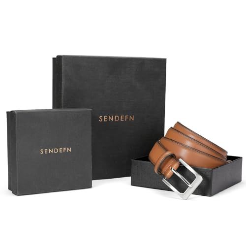 SENDEFN Mens Belts Leather Belt for Men 1 1/4" for Casual Jeans Dress Pants with Gift Box — view 6