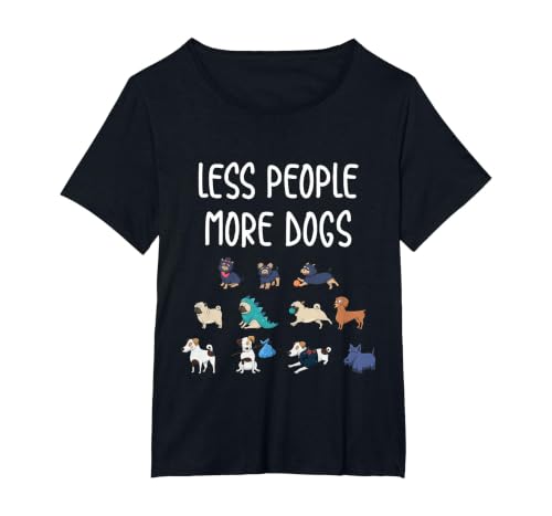 Funny Pet Less People More Dogs T-Shirt T-Shirt, Women's Plus, Black, 3X