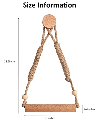 Nautical Rustic Toilet Paper Roll Holder Rope Wood Farmhouse Bathroom Paper Hand Towel Holder Decor for Ocean Beach Coastal Rustic Themes Bathroom Room Wall Mounted Small Spaces No Drilling - Image 4