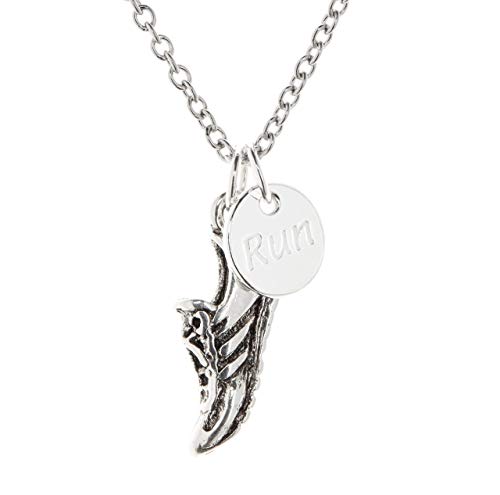Running Necklace 18 inch, Running Jewelry, One TINY Run sterling silver running disc