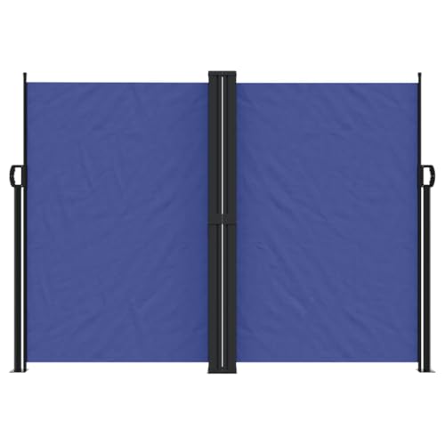 Store latéral extensible bleu 180x1000 cm en polyester et acier