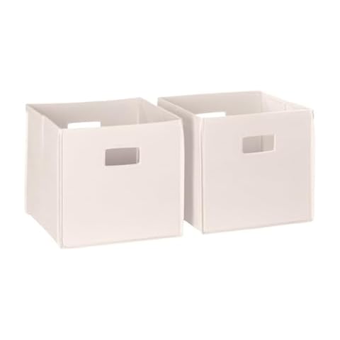 RiverRidge Kids 2pc Fabric Collapsible Storage Cube Organizers with Handles for Playroom Organization - Cream Cover