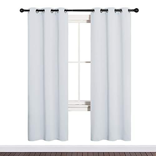Image of NICETOWN Room Darkening Draperies Curtains, Window Treatment Thermal Insulated Grommet Room Darkening Curtains /Drapes for Bedroom (Greyish White, 2 Panels, 34 by 72)
