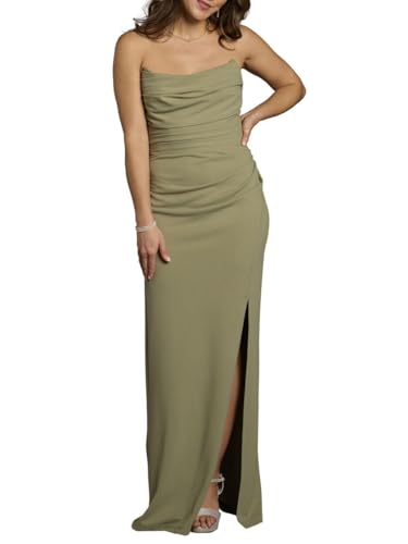 David's Bridal Crepe Sculpted Neckline Sheath Dress2