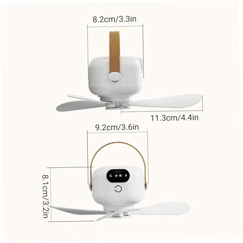 Ventilateur de plafond à piles rechargeable 3 vitesses avec veilleuse LED - 6