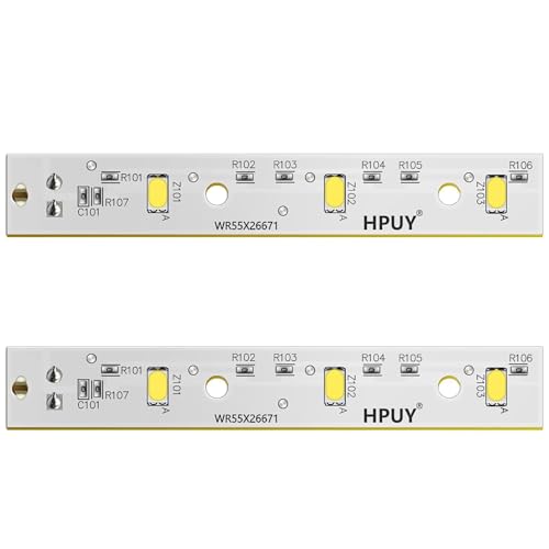 Image of HPUY WR55X26671 LED Light Compatible for GE Refrigerators LED Light Replace PS11767930 AP6035586 4468532 EAP11767930 2PCS