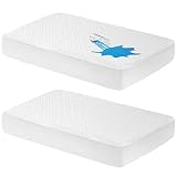 Waterproof Crib Mattress Protector, Bamboo 3D Air Quilted Fitted Baby Mattress Cover, Soft and Breat