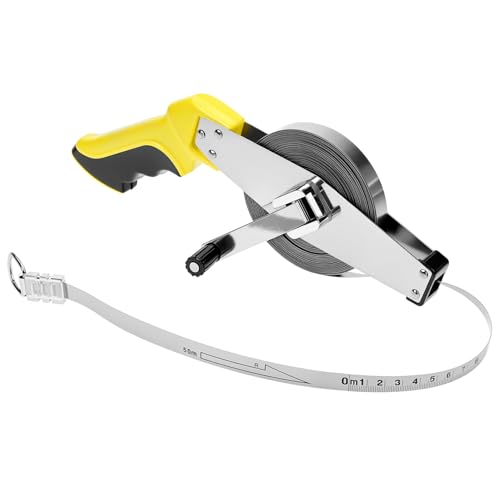 QWORK Rollbandmaß 50m Maßband mit Ergonomischem Griff für Baustellen