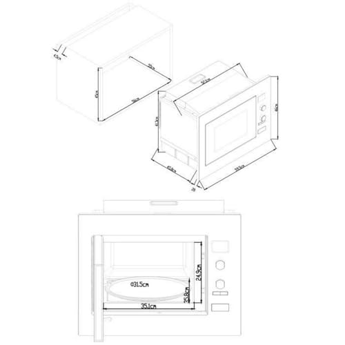 Micro ondes combiné encastrable CONTINENTAL EDISON CEMOC34IXE L59 5 x H46 x P46 8 cm Inox - vue 5