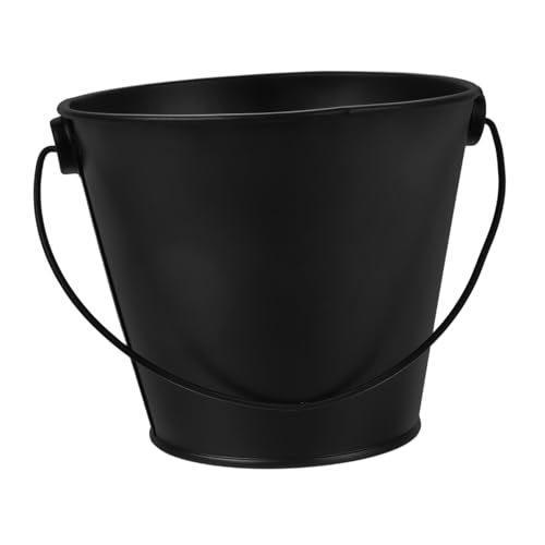 BAZEITFLOW Secchio Raccolta Grasso in Lamiera per Barbecue Resistente Alte Temperature Multifunzione con Gocciolatoio Facile da Pulire Accessorio Affidabile per Outdoor Nero