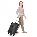 2-in-1 Einkaufstrolley, 30L Einkaufstasche auf Rollen Groß Einkaufsroller Wasserdicht Einkaufstrolly mit Reißverschluss, Leichter Einkaufswagen Tasche Klappbar für Einkäufe zu Hause Camping und Reisen