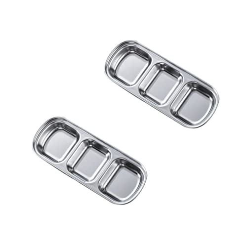CONGARTENO 2pcs Stainless Steel Dipping Plates Condiment Bowls for Sauces Vinegar Spices Snacks and Appetizer Dishes for Home Parties