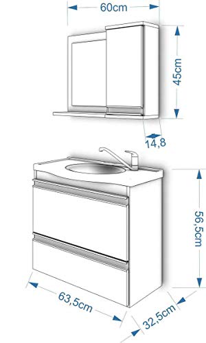 Gabinete de Banheiro Grecia Com Espelho - Branco - Mgm