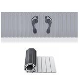 Ferrochef Extra Long Foldable Stone Bath Mat, Diatomaceous, 47"x15", Grey | Extra Large Diatomaceous Earth Bathtub Mats, Non-slip Rubber Base, Quick Dry, Super Absorbent, Bathroom, Kitchen