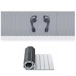 Ferrochef Long Foldable Stone Bath Mat, 47.2"x15.4", Grey