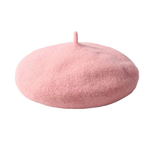 Bigood Kids Baby Boys Girls Wool Warm Beret Beanie Cap Headwear Accessories for Fall Winter Pink