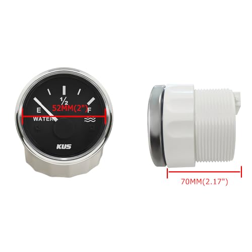 Medidor de nivel de agua 52mm 0-190 ohmios con sensor de 150mm y luz LED 3