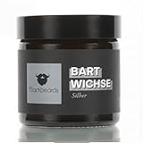 Blackbeards Bartwichse Silber – Ohne Duft – Moustache Wax ohne Bienenwachs, ohne Duftstoffe – Halt für den Schnurrbart mit Candellila- & Beerenwachs – Zwirble deinen Oberlippenbart – Handgemacht