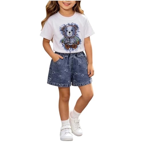 Ensemble d'été bébé et enfant t-shirt ours et short en jean décontracté
