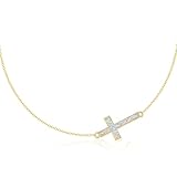 KECHO 14k Gold Sideway Cross Necklace for Women Opal Cross Inspirational Necklace Chri Mothers Day Jewelry Gifts